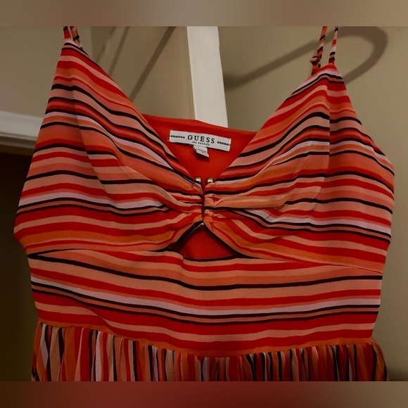 Guess-Pink Mix-Maxi Dress W/Front Cut Out/Metal Loop Gathered At Bust-NWOT - Picture 5 of 13